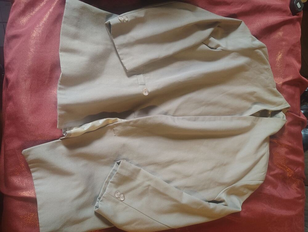 Retro Blazer Womens Size Not Specified Taupe Open Front Single Button